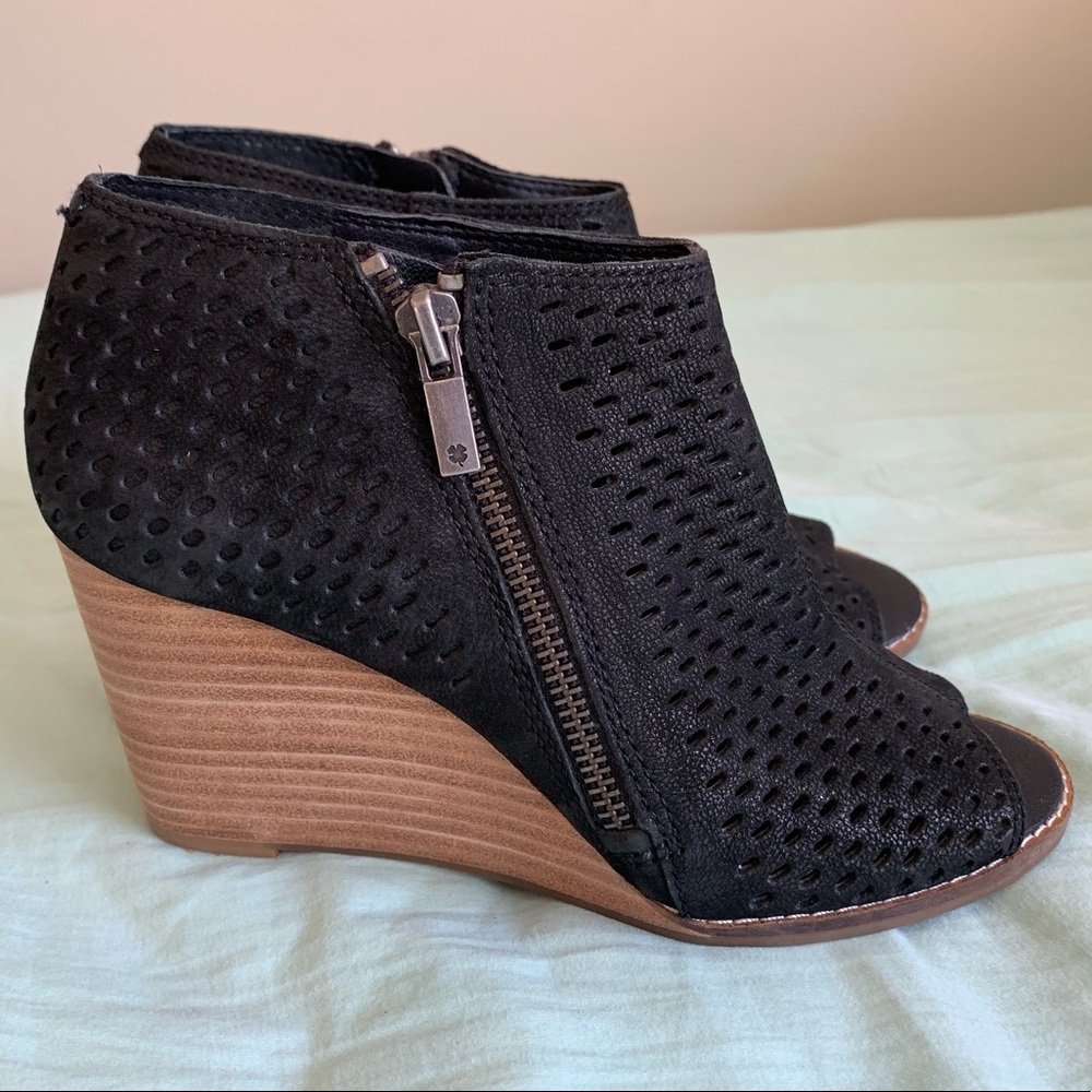 Lucky Brand Peep Toe Wedge Booties